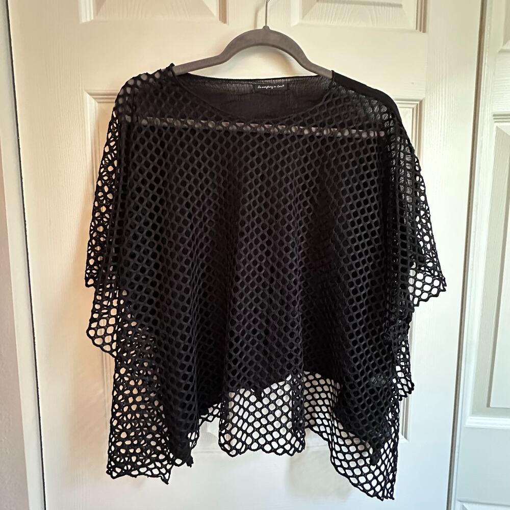 Do Everything In Love Black Fishnet Poncho Coverup Top Goth Festival Beach OS